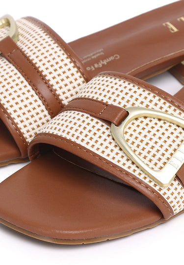 Sonia Comfy Fit Footbed Microfiber Leather Sandals In Tan