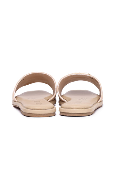 Lea Faux Suede Comfy Fit Footbed Microfiber Leather Sandals In Khaki
