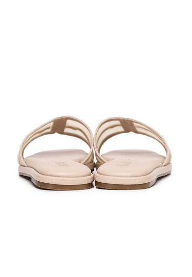 Marine Mesh Comfy Fit Footbed Microfiber Leather Sandals In Beige