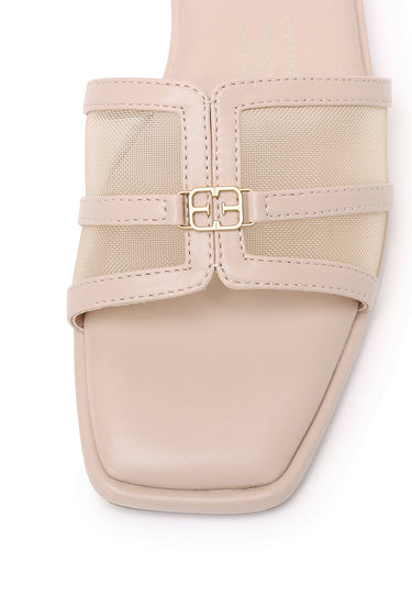 Marine Mesh Comfy Fit Footbed Microfiber Leather Sandals In Beige