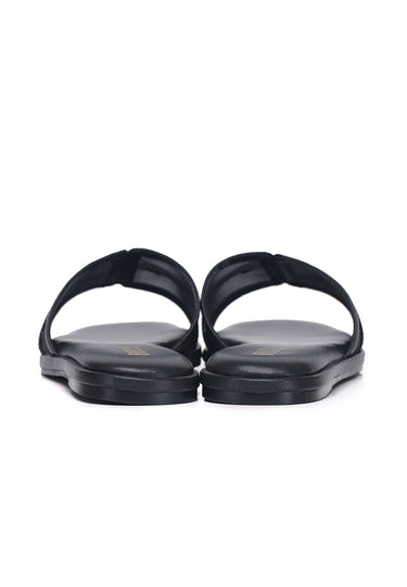 Marine Mesh Comfy Fit Footbed Microfiber Leather Sandals In Black