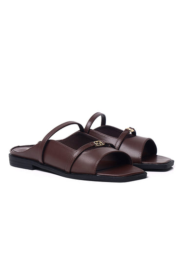 Serra Comfy Fit Footbed Microfiber Leather Sandals In Coffee
