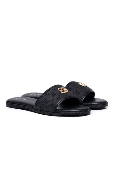 Trace Comfy Fit Footbed Microfiber Leather Sandals In Black