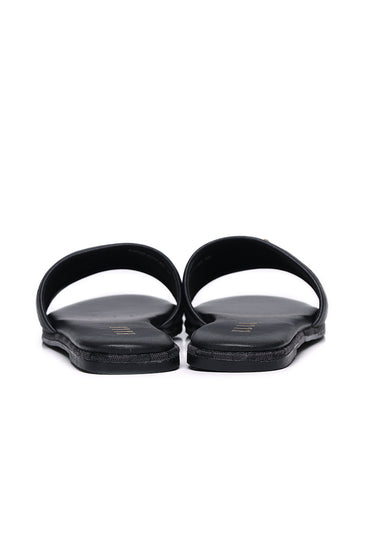 Trace Comfy Fit Footbed Microfiber Leather Sandals In Black