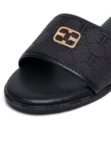 Trace Comfy Fit Footbed Microfiber Leather Sandals In Black