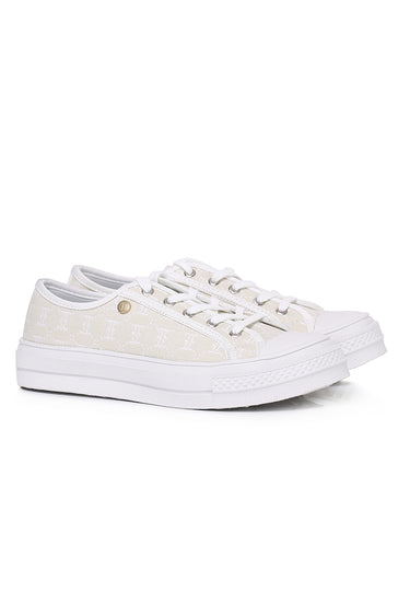 Roxanne Comfy Fit Footbed Sneakers In Beige