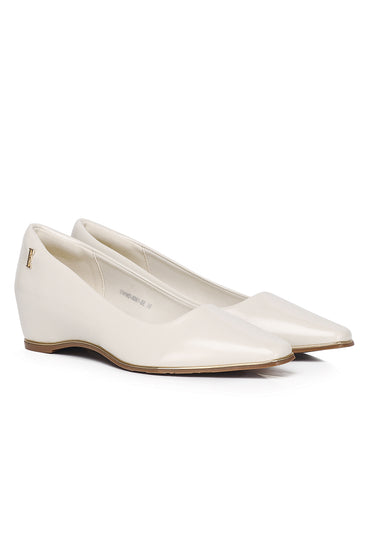 Edith Comfy Fit Footbed Microfiber Leather Wedges In Beige