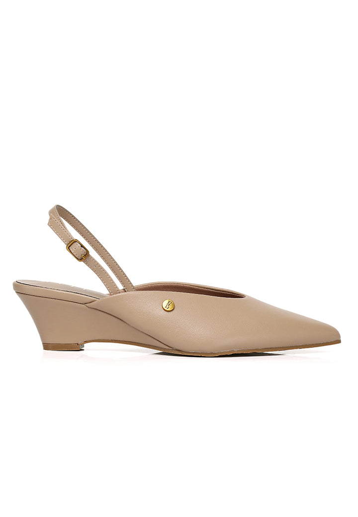 Lia Comfy Fit Footbed Microfiber Leather Wedges In Taupe
