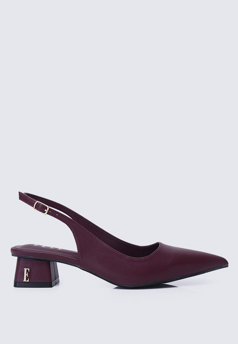 Noemie Comfy Fit Footbed Microfiber Leather Heels In Maroon