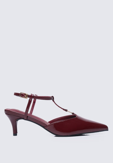 Alize Comfy Fit Footbed Microfiber Leather Heels In Maroon