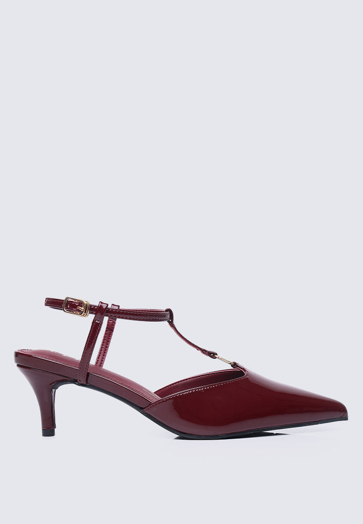 Alize Comfy Fit Footbed Microfiber Leather Heels In Maroon