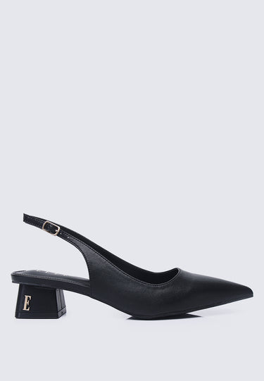Noemie Comfy Fit Footbed Microfiber Leather Heels In Black