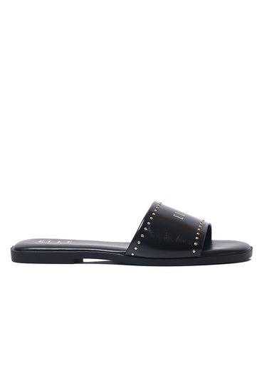 Therese Comfy Fit Footbed Microfiber Leather Sandals In Black