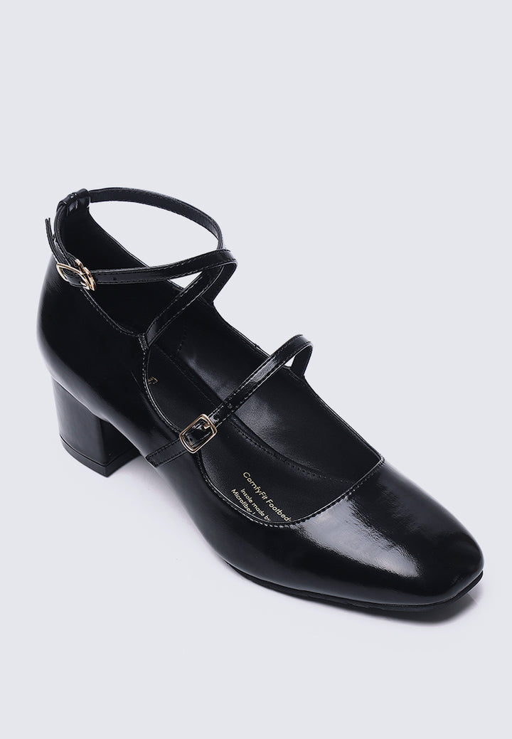 Emmeline Comfy Fit Footbed Microfiber Leather Heels In Black – alternate view