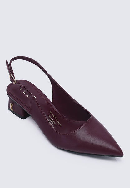 Noemie Comfy Fit Footbed Microfiber Leather Heels In Maroon