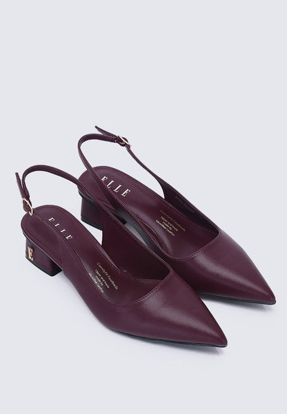 Noemie Comfy Fit Footbed Microfiber Leather Heels In Maroon