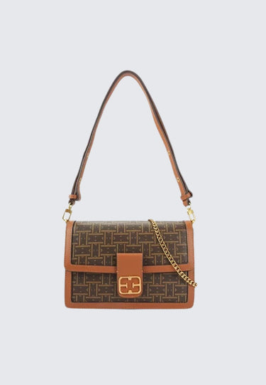 Elle Monogram Satchel Bag (Brown)