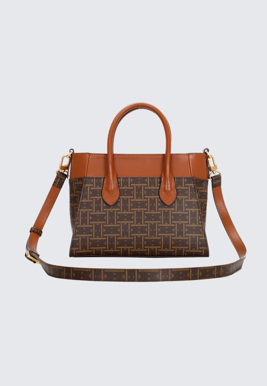 Elle Mabel Monogram Carry Bag (Brown)