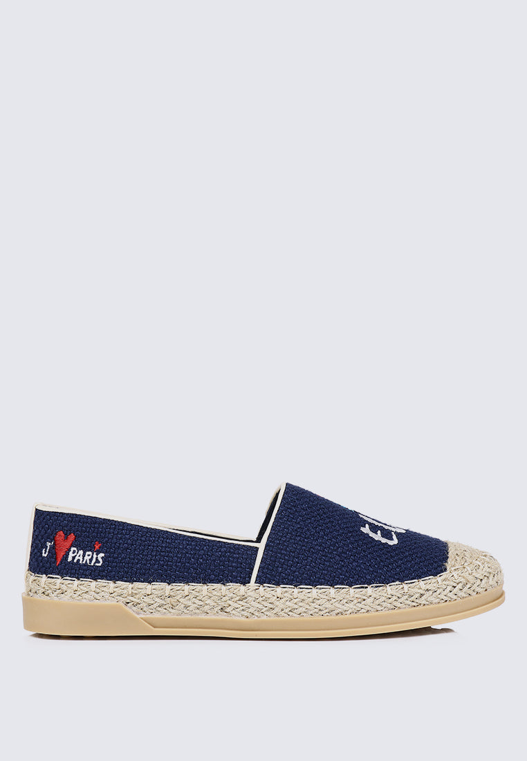 Riviera Chic Comfy Fit Footbed Espadrilles In Navy