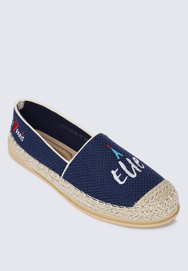 Riviera Chic Comfy Fit Footbed Espadrilles In Navy