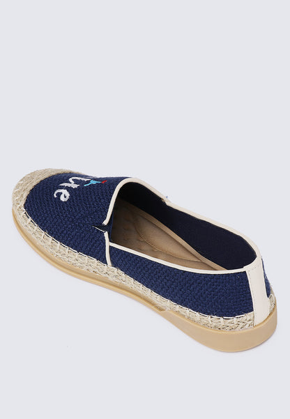 Riviera Chic Comfy Fit Footbed Espadrilles In Navy