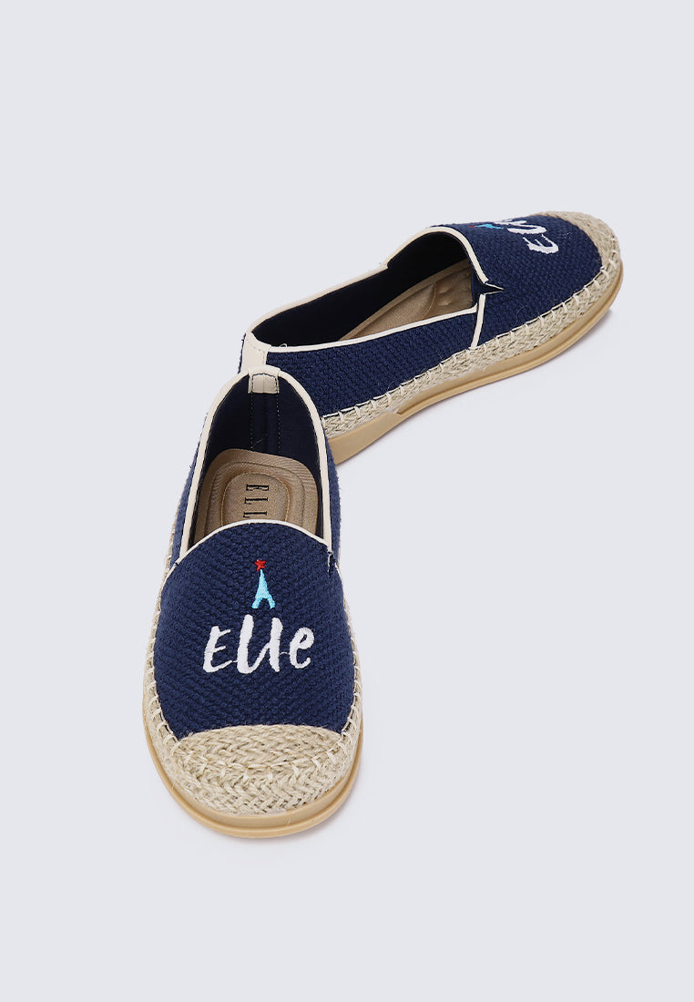 Riviera Chic Comfy Fit Footbed Espadrilles In Navy