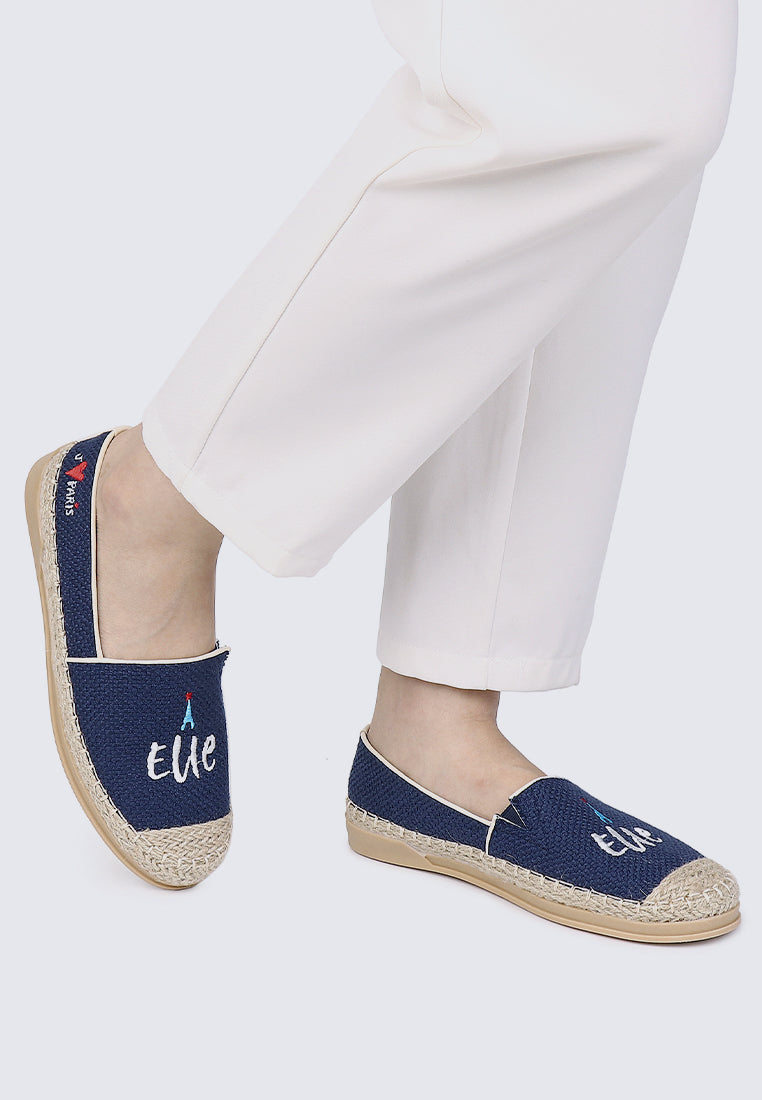 Riviera Chic Comfy Fit Footbed Espadrilles In Navy