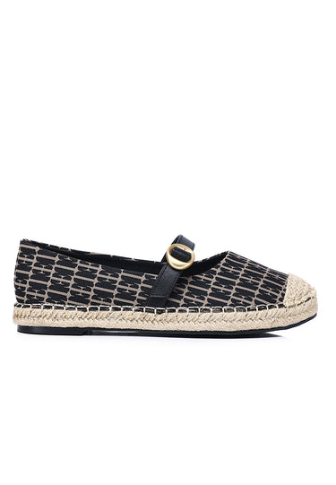 Josephine Comfy Fit Footbed Microfiber Leather Espadrilles In Black