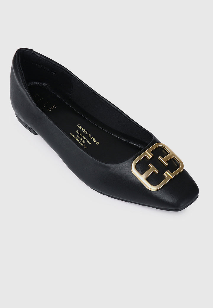 Jacqueline Comfy Fit Footbed Microfiber Leather Flats & Ballerina In Charcoal – alternate view