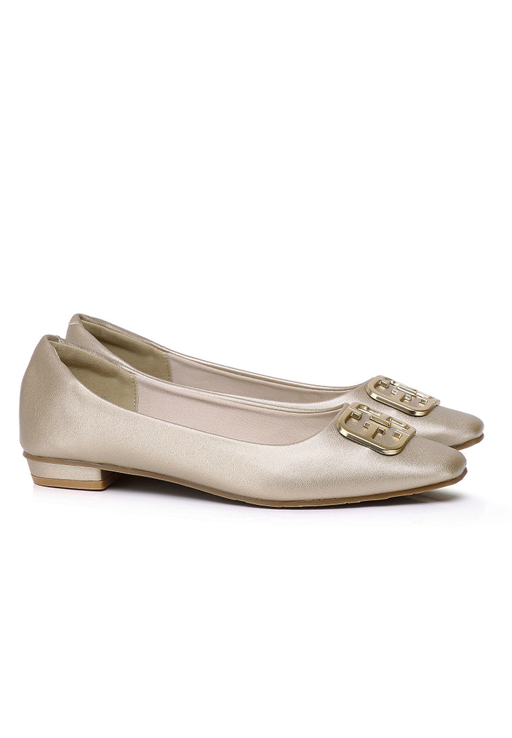 Jacqueline Comfy Fit Footbed Microfiber Leather Flats & Ballerina In Champagne – alternate view