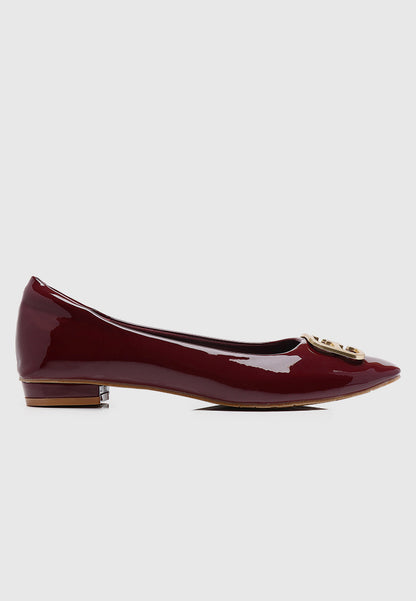 Jacqueline Comfy Fit Footbed Microfiber Leather Flats & Ballerina In Maroon