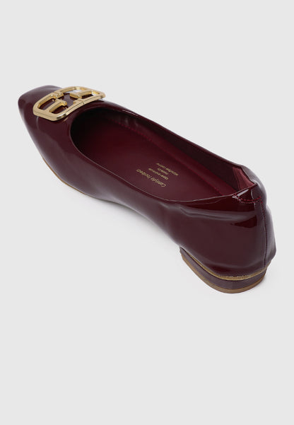 Jacqueline Comfy Fit Footbed Microfiber Leather Flats & Ballerina In Maroon