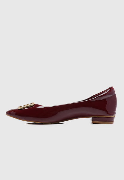 Jacqueline Comfy Fit Footbed Microfiber Leather Flats & Ballerina In Maroon