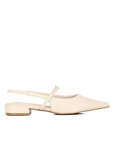 Cherie Comfy Fit Footbed Microfiber Leather Flats & Ballerina In Beige