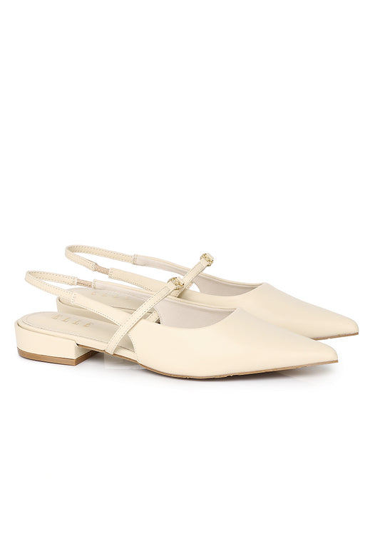 Cherie Comfy Fit Footbed Microfiber Leather Flats & Ballerina In Beige