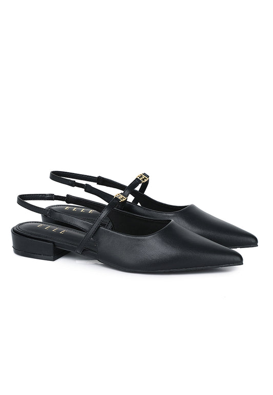 Cherie Comfy Fit Footbed Microfiber Leather Flats & Ballerina In Black