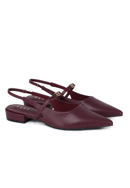 Cherie Comfy Fit Footbed Microfiber Leather Flats & Ballerina In Burgundy