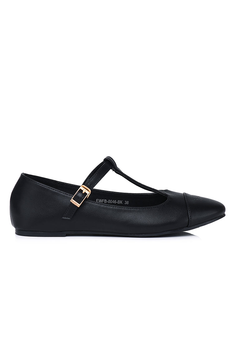 Anne Comfy Fit Footbed Flats & Ballerina In Black