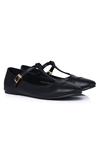 Anne Comfy Fit Footbed Flats & Ballerina In Black