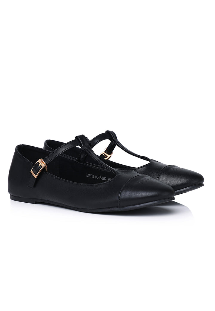 Anne Comfy Fit Footbed Flats & Ballerina In Black – alternate view