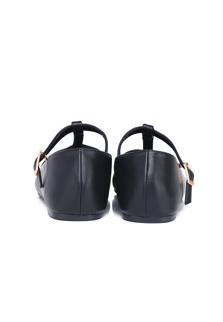 Anne Comfy Fit Footbed Flats & Ballerina In Black