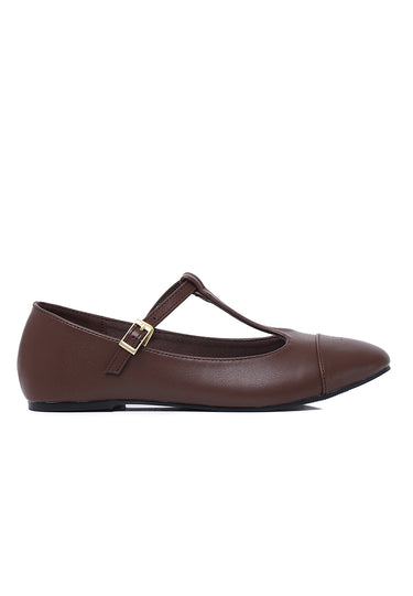 Anne Comfy Fit Footbed Flats & Ballerina In Brown