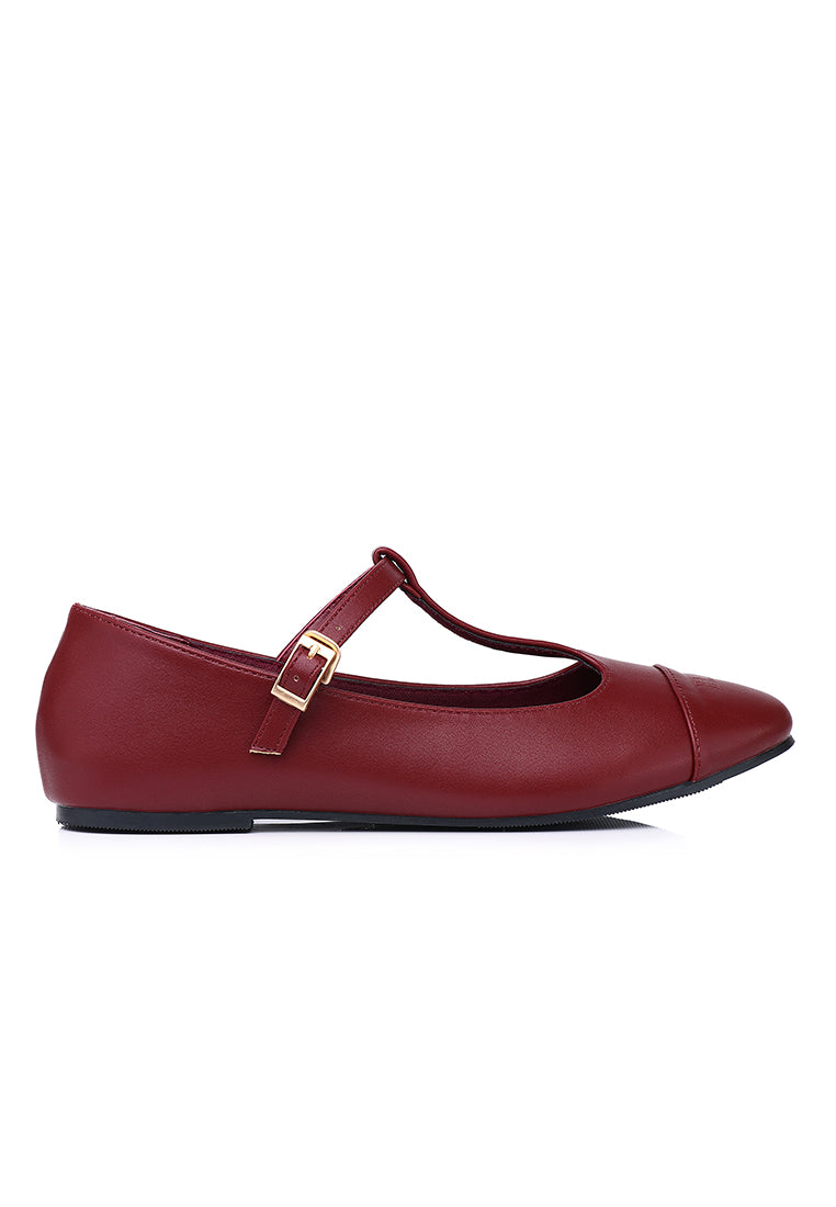 Anne Comfy Fit Footbed Flats & Ballerina In Maroon