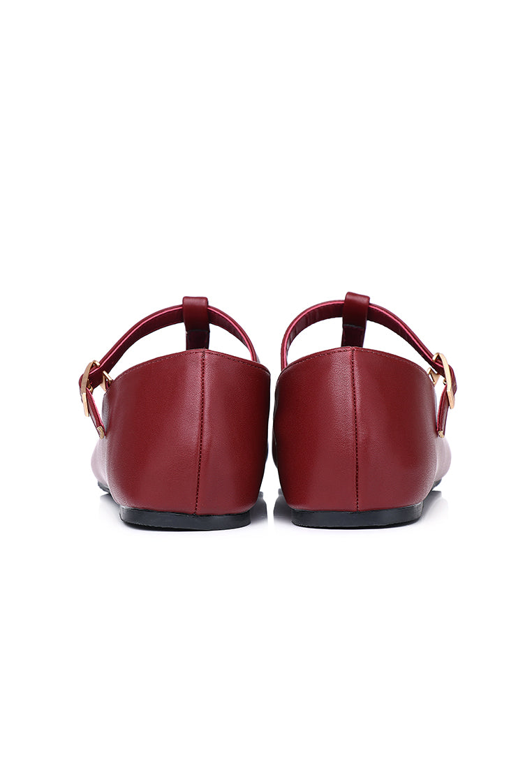 Anne Comfy Fit Footbed Flats & Ballerina In Maroon