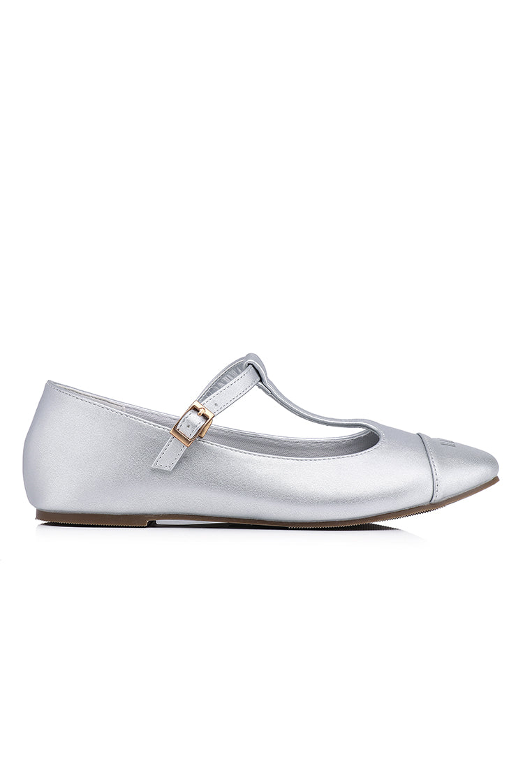 Anne Comfy Fit Footbed Flats & Ballerina In Silver