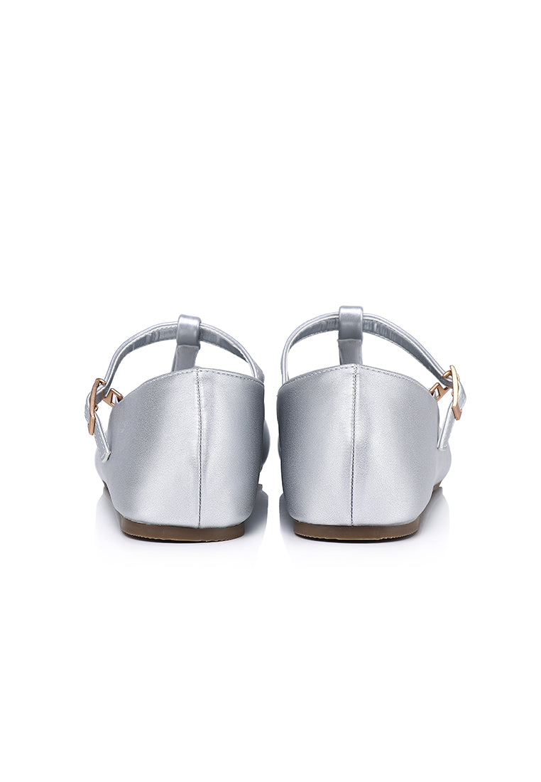 Anne Comfy Fit Footbed Flats & Ballerina In Silver