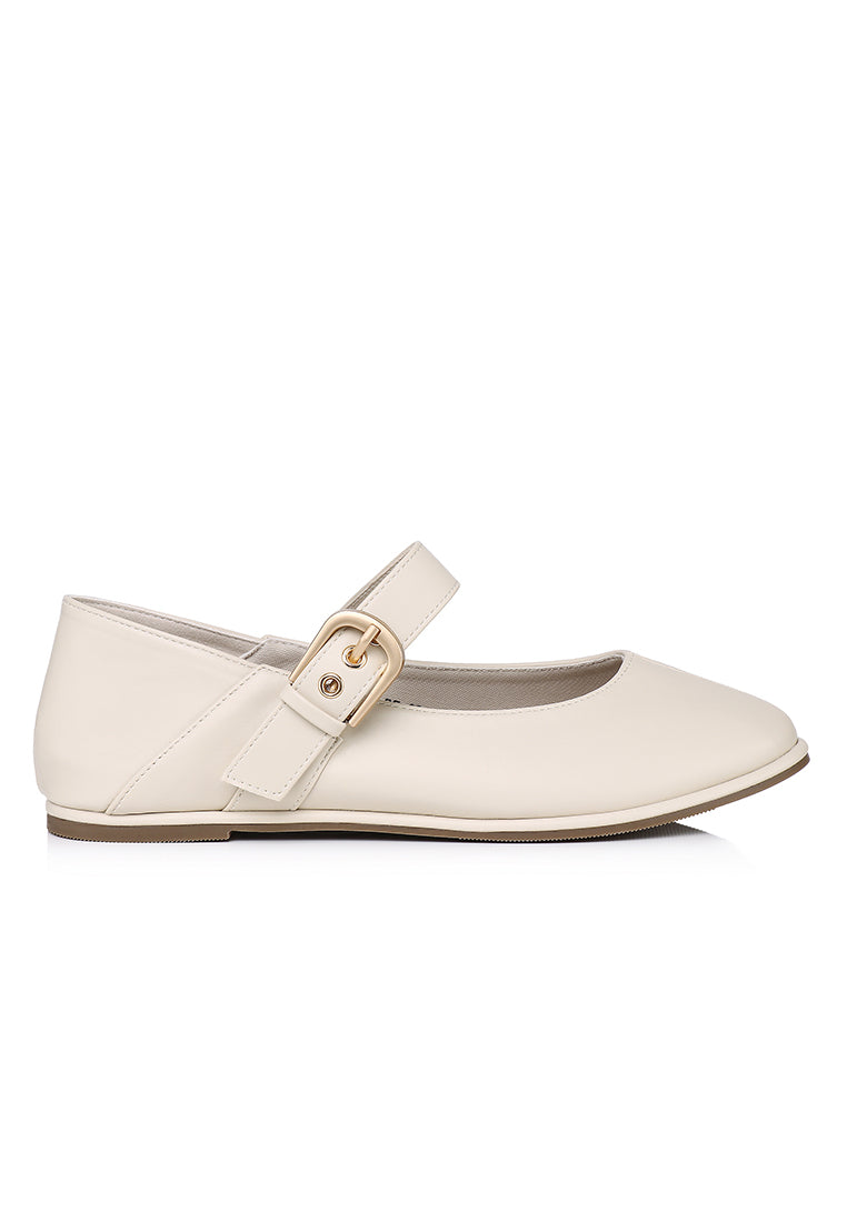 Helene Comfy Fit Footbed Flats & Ballerina In Beige