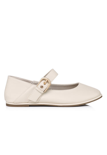 Helene Comfy Fit Footbed Flats & Ballerina In Beige