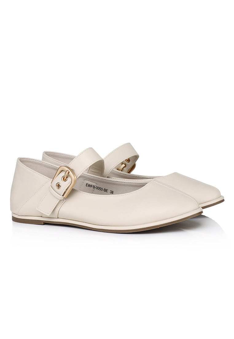 Helene Comfy Fit Footbed Flats & Ballerina In Beige