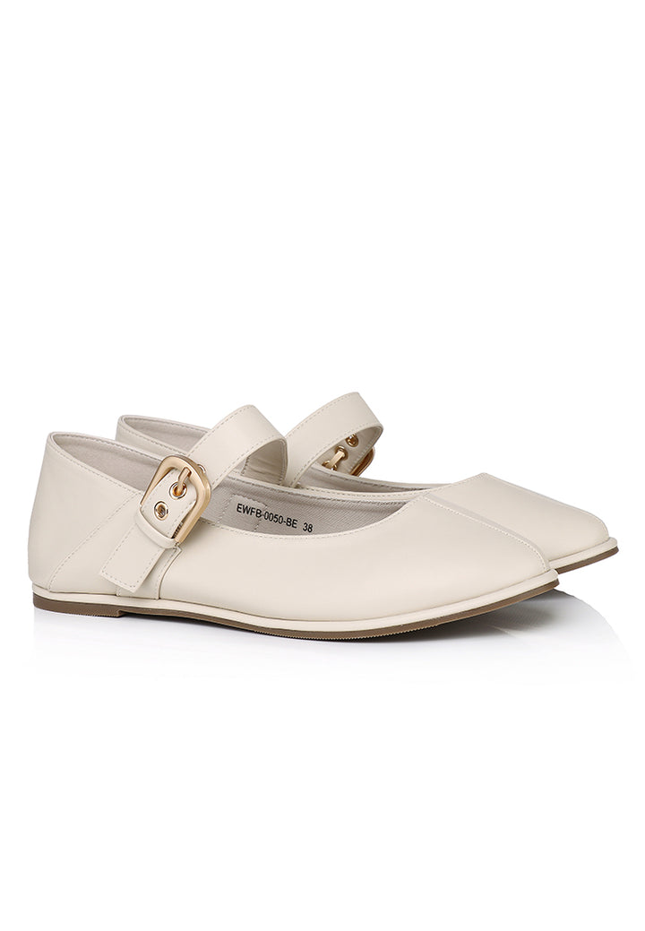 Helene Comfy Fit Footbed Flats & Ballerina In Beige – alternate view